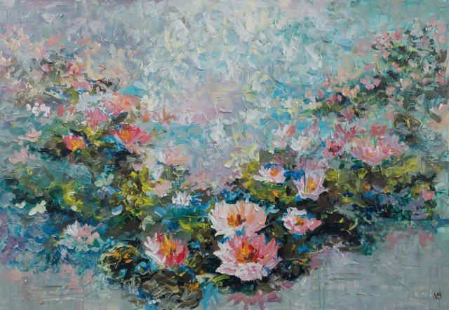 Strukturalny obraz 3D Liliowy staw 70×100 cm