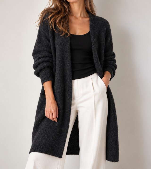 Długi sweter moher merino wool