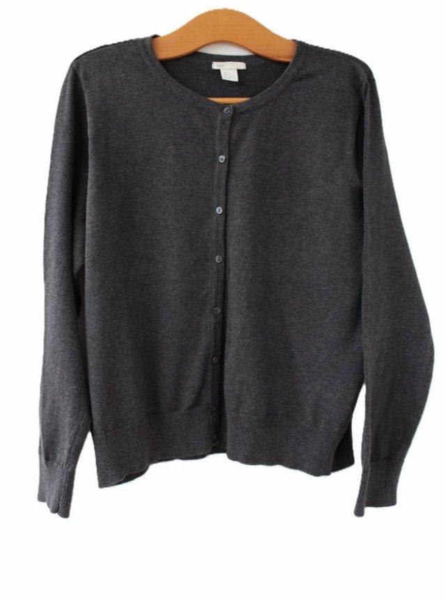 Kardigan vintage grafitowy szary bawełna XL H&M