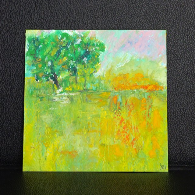 Krajobraz nr 1 - pastela olejna 14x14 cm