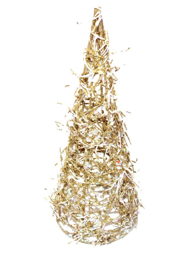 BROKATOWA modernistyczna choinka stożek decor  32cm