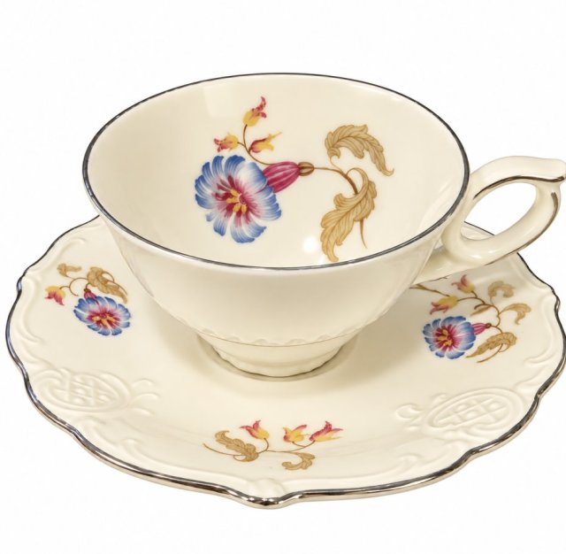 Filiżanka ze spodkiem Spenzo S. Polak & Sons – powój, złocenia, porcelana vintage