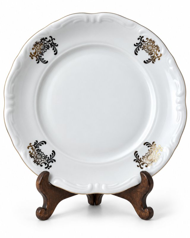 Talerz deserowy Wałbrzych PRL lata 60-70 porcelana złocenia vintage Polski Design