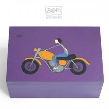 ::pudełko duże - motocyklista fioletowy