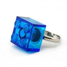pierścionek - przezroczysty niebieski