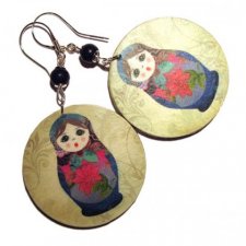 folk koła drewniane decoupage