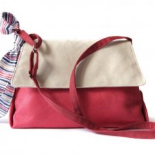 torebka midi - red&beige&stripes -