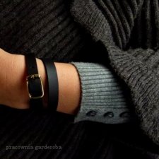 Skórzana podwójna czarna... - bransoleta