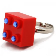 pierścionek - klocek czerwony