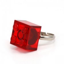 pierścionek - przezroczysty czerwony