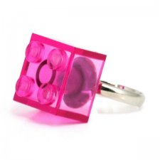 pierścionek - przezroczysty różowy