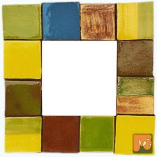 Lustro w ceramicznej ramie - kolorowe kwadraty