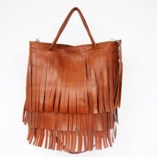 Hobo z frędzlami brown+flowers