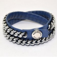 Silver Chain on Blue Leather