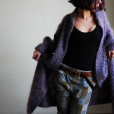 Sweter fioletowy z moheru i wełny
