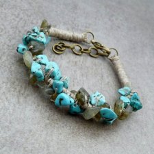 bransoletka szaro turkusowa