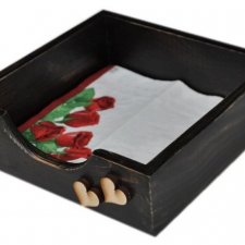 Drewniany serwetnik  - pojemnik na drobiazgi