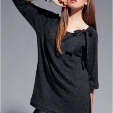 Trapezowa tunika z kokardą blu 011