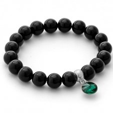 Black jade with emerald crystal pendant.