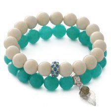 Turquoise & ivory jade with pendants & bead.
