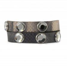 Double Wrap Grey Phyton with Stones Bracelet