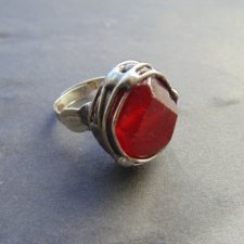 Jadeit krwisty - pierścionek