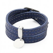 LEATHER BELT - navy blue with coin.