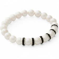 White pearl with black crystal beads.