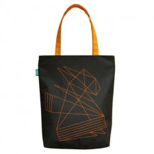 Czarno-pomarańczowy shopper TJK 08