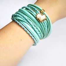 minty love - MEGA szeroka miętowa bransoletka