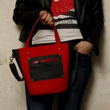 Mini Bucket Bag-czerwona grafitowa