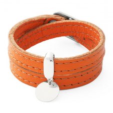 LEATHER BELT - orange with coin.