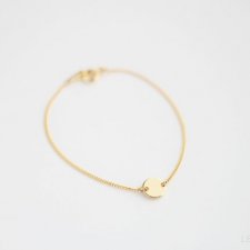 16k Gold Plated Two Holes Small Round Tag Bracelet