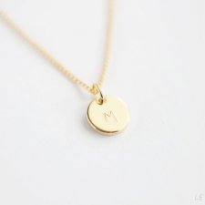 16k Gold Plated Small Round Initial Tag Necklace