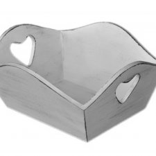 Drewniany praktyczny pojemnik - taca z sercem