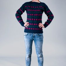 gruby sweter w wiśnie vintage lata 80s