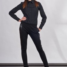 Slim pants with leather stripe  SD102