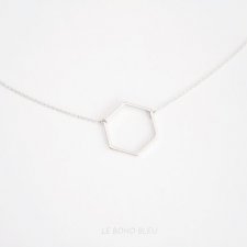 Rhodium Plated Hexagon Necklace