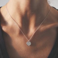 Rhodium Plated Round Tag Necklace
