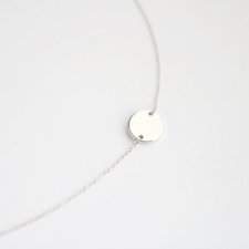 Rhodium Plated Two Holes Round Tag Necklace