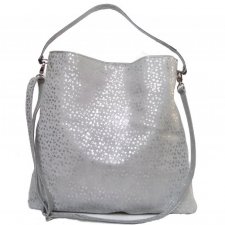 Szaro-srebrna skórzana  torba