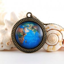 Naszyjnik Globus Niebieski, 25 mm