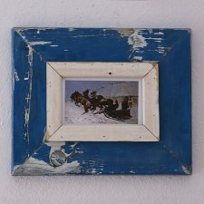 Vintage - Niebieska Ramka - stare drewno