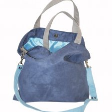 Torba hobo XXL - kobalt, szarość, błękit