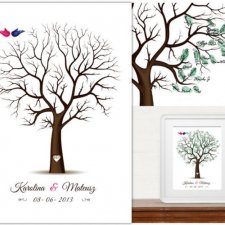 50x70 cm - Duże Drzewo Wpisów gości weselnych + 3 dodatkowe tusze