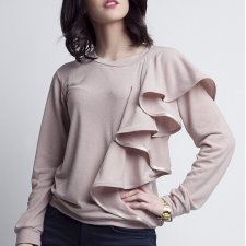 Bluzka z efektowną falbaną BLU 119 beż