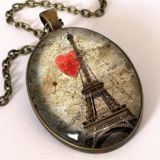 Kocham Paryż - owalny medalion z łańcuszkiem - Egginegg