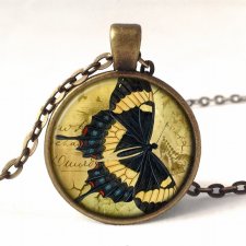 Vintage motyl - medalion z łańcuszkiem - Egginegg