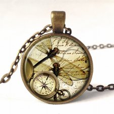 Ważki z kompasem - medalion z łańcuszkiem - Egginegg