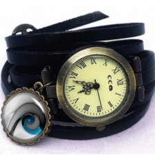 Niebieski ślimak - zegarek / bransoletka na skórzanym pasku - Egginegg